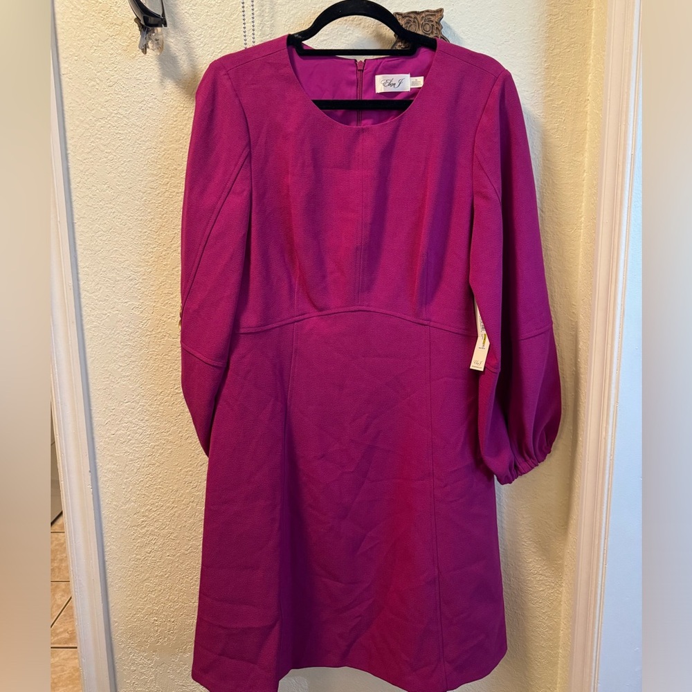 Eliza J Fuchsia Long-Sleeve A-Line Dress